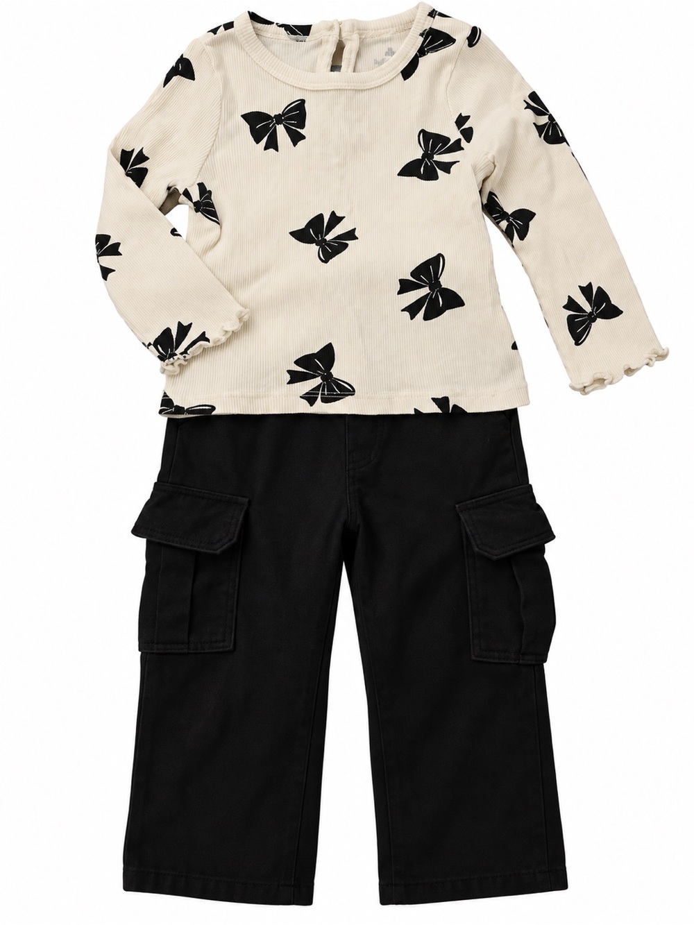 Baby Gap Girls Bow Ribbed Top & Cargo Pants Set 18-24M
